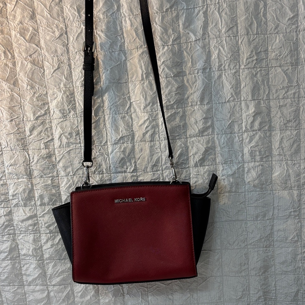 Michael Kors Burgundy and Black Crossbody Bag